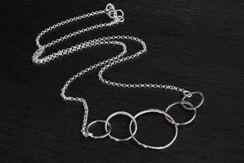 50th Birthday Gift: Sterling Silver Five Circle Necklace