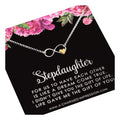 Stepdaughter Gift: Sterling Silver Infinity Necklace with Bronze Heart