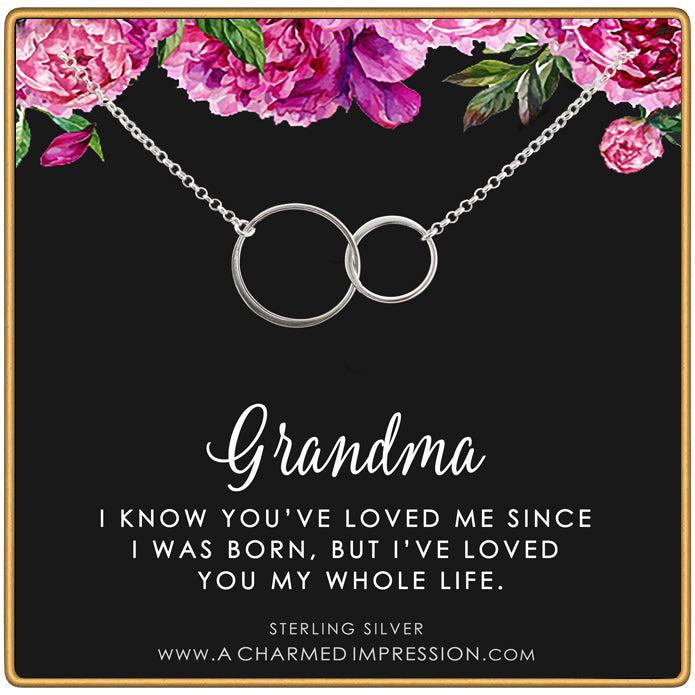 Sterling Silver Eternity Circles Necklace - Gift for Grandma