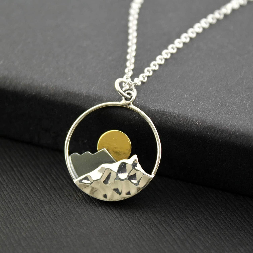 Retirement Gift for Women  925 Sterling Silver  Large Mountain Charm Necklace  Service Appreciation Jewelry  Friend Teacher