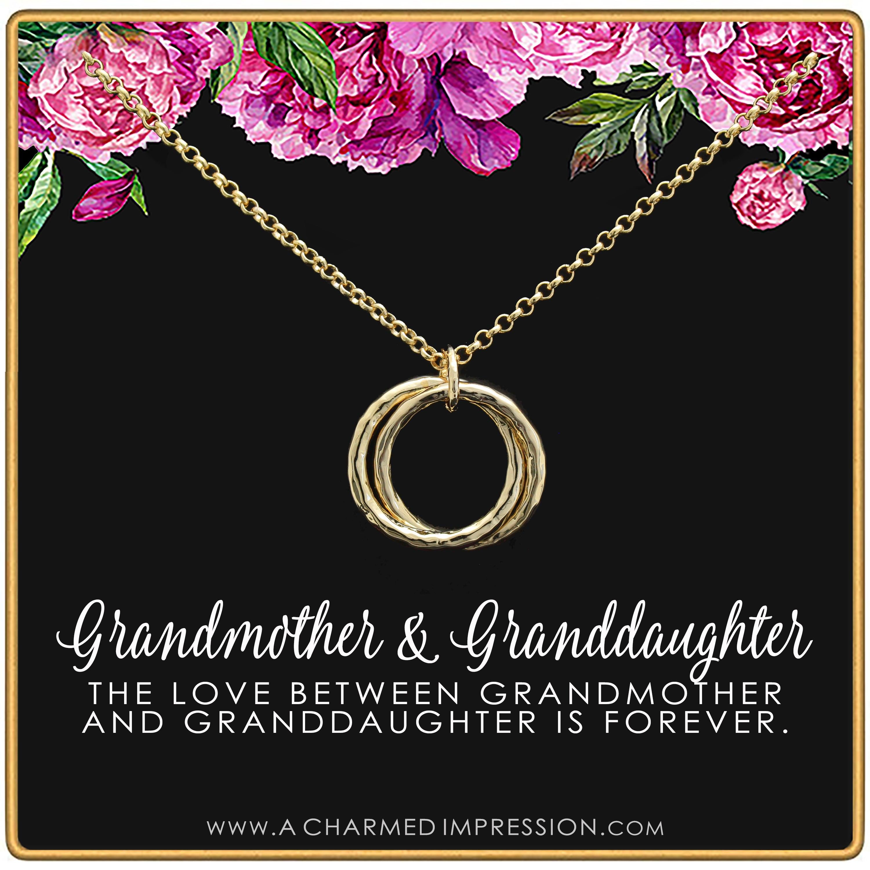 Grandmother Granddaughter Necklace: Hammered Linked Rings, Infinite Love