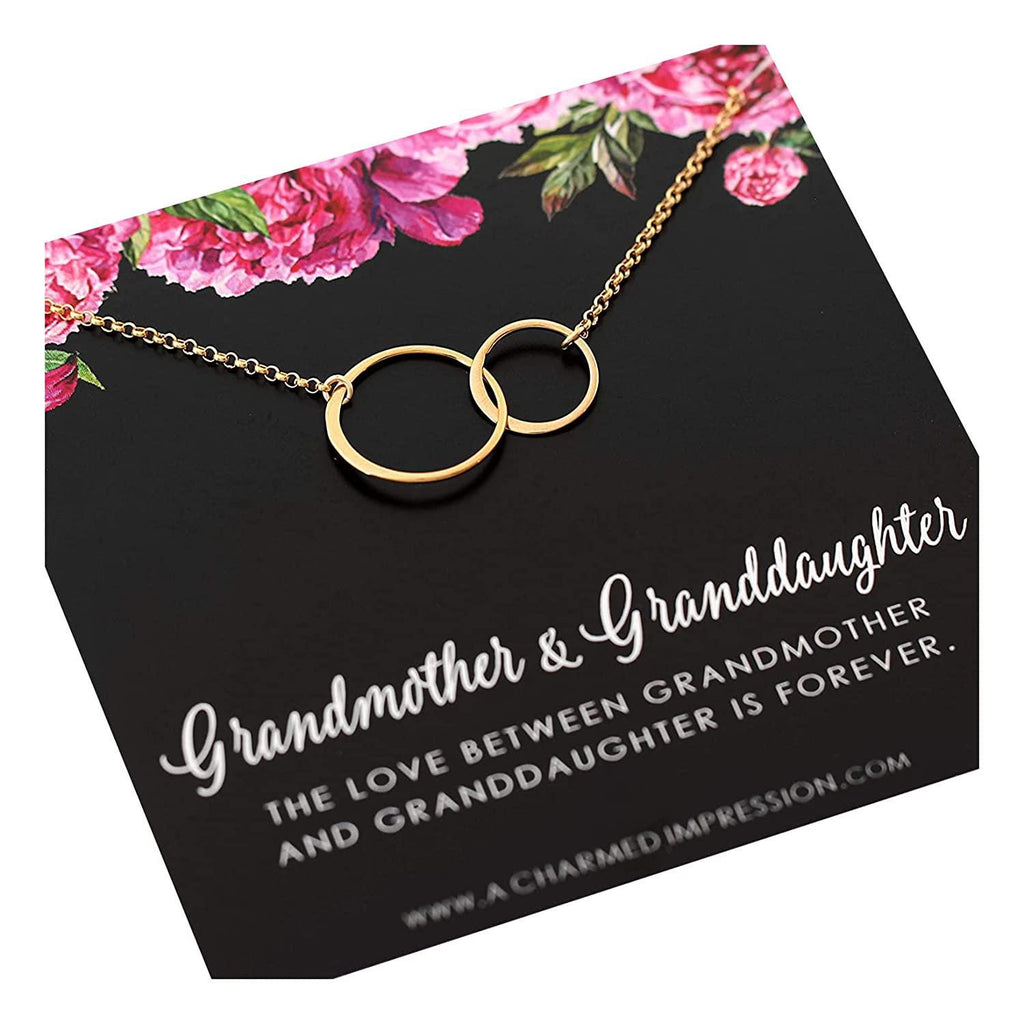 Grandmother Granddaughter Necklace: 14k Gold Circle Pendant, Infinite Bond