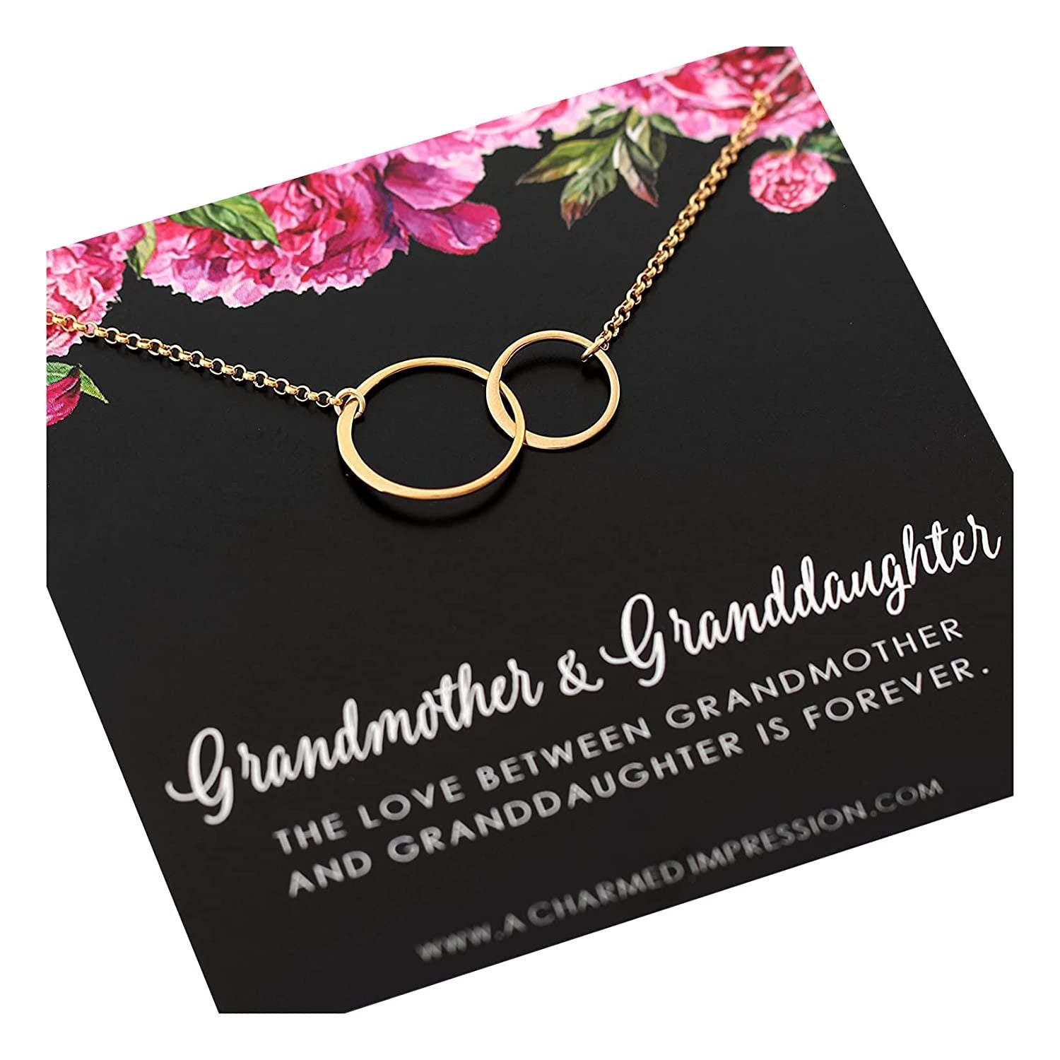 Grandmother Granddaughter Necklace: 14k Gold Circle Pendant, Infinite Bond