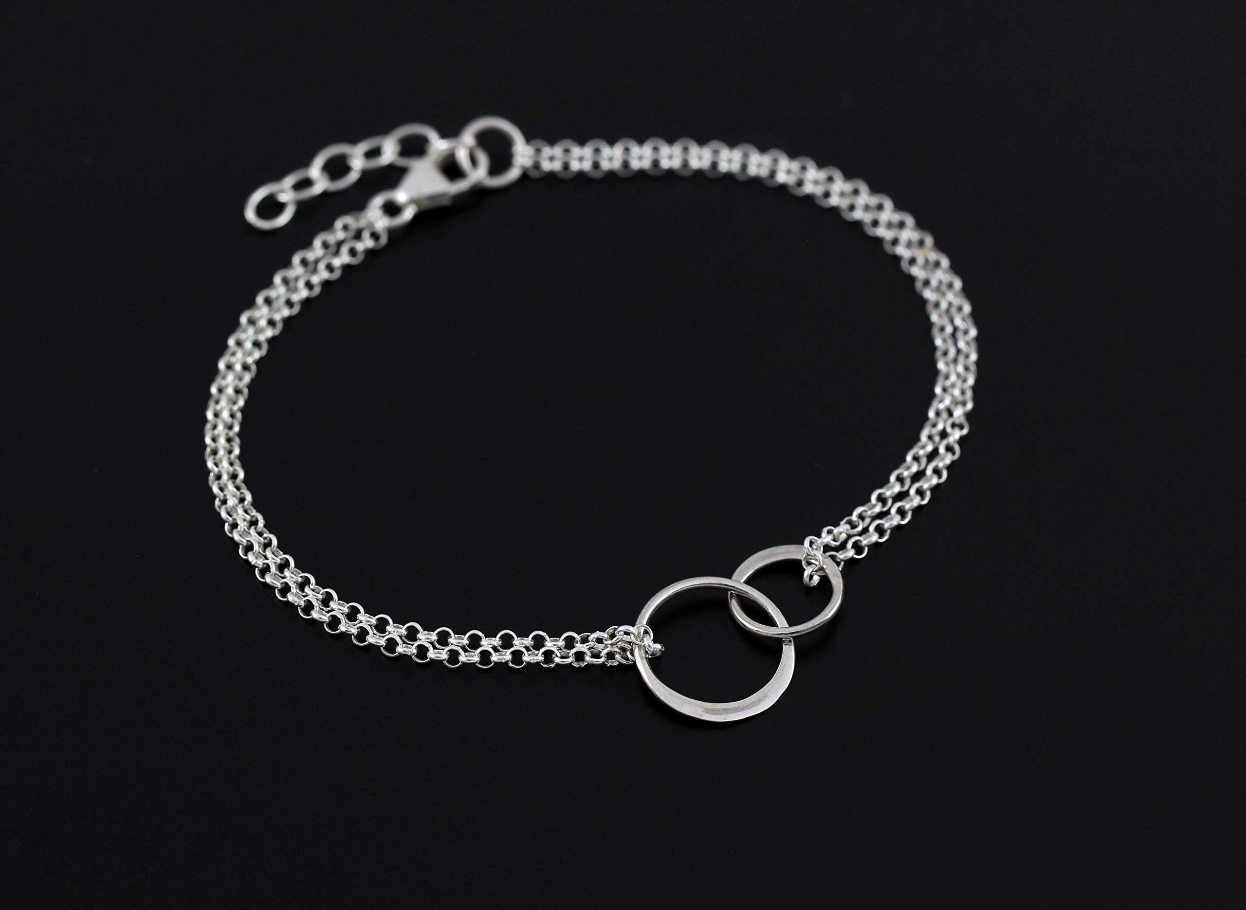 Sterling Silver Sister Bracelet: Two Circle Charm, Sister-in-Law Gift