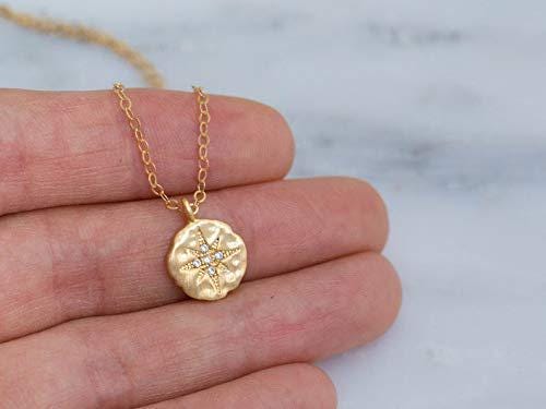 13th Birthday Gift: Gold Starburst Necklace - CZ Diamond Keepsake