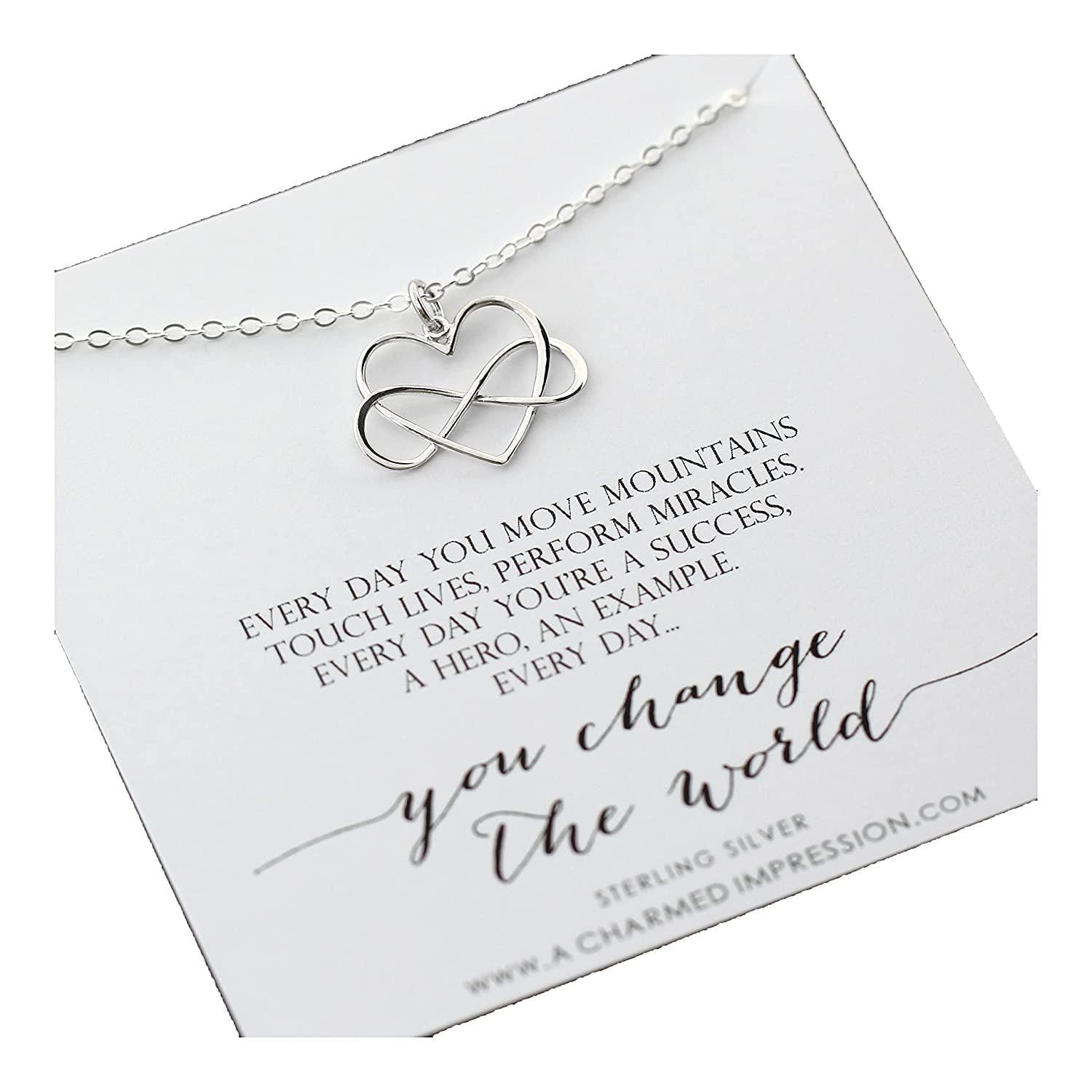Sterling Silver Infinity Heart Necklace: Appreciation Gift