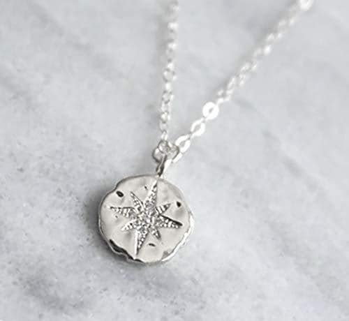 Sterling Silver Starburst Necklace: CZ Diamond Pendant, Gift for Daughter