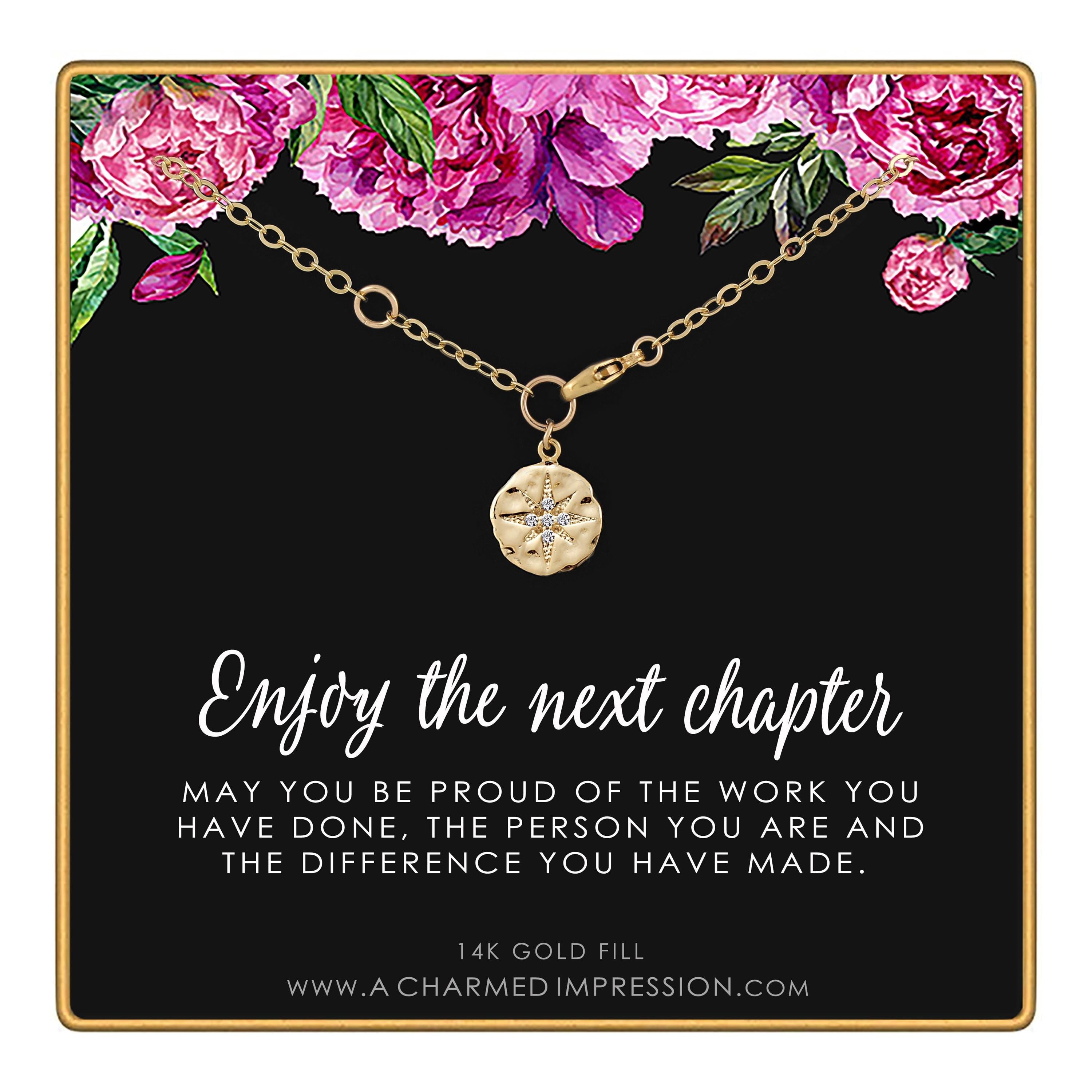 A Charmed Impression Retirement Gift for Women  Enjoy The Next Chapter  Diamond Starburst Charm Bracelet 14k Gold