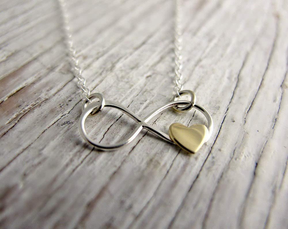 Father Daughter Necklace: Sterling Silver Infinity, Gold Heart