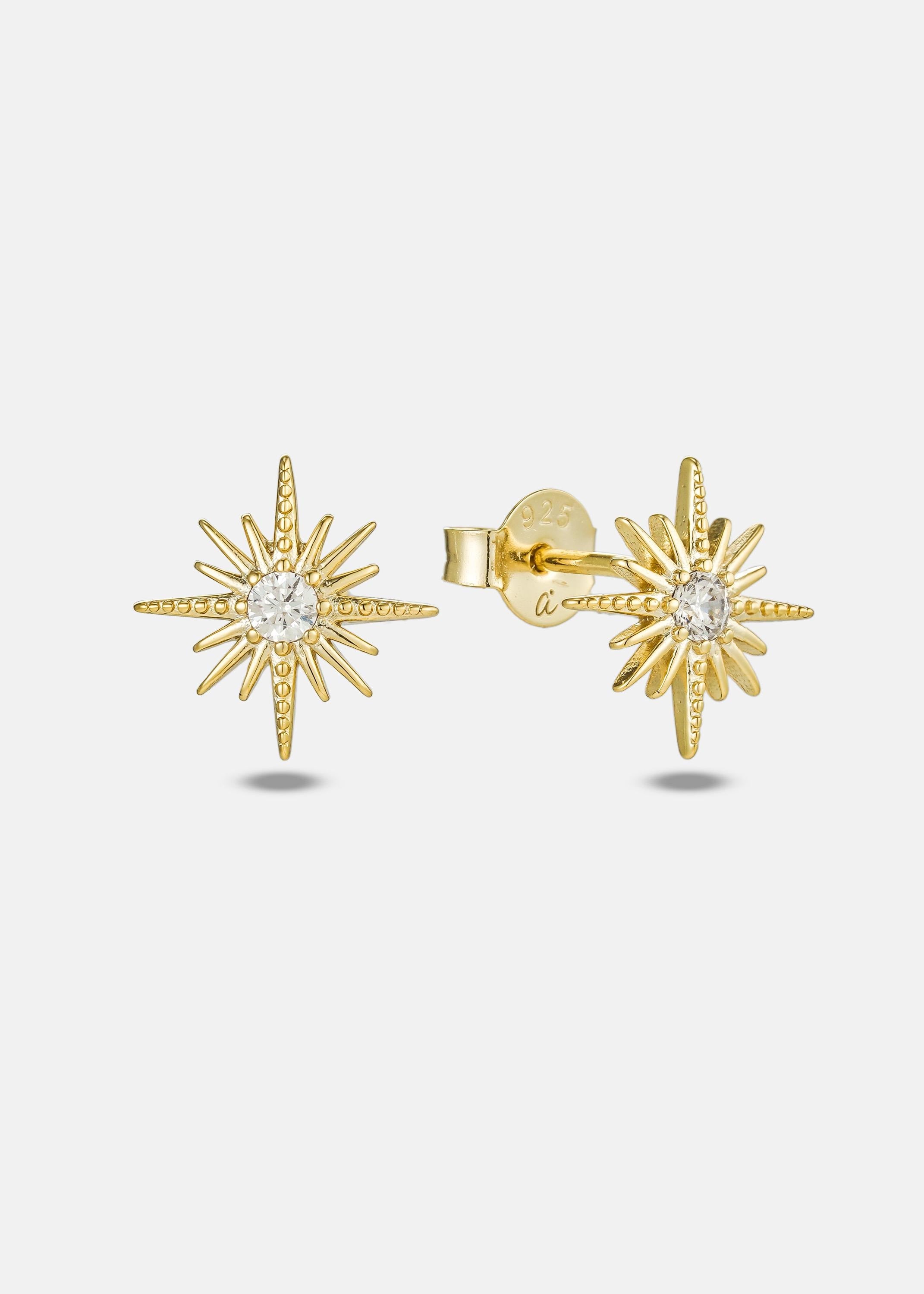 Starburst Earrings: Silver CZ, Grandmother Granddaughter Gift