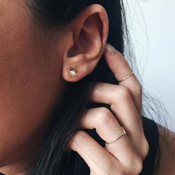 Starburst Earrings: Silver CZ, Grandmother Granddaughter Gift