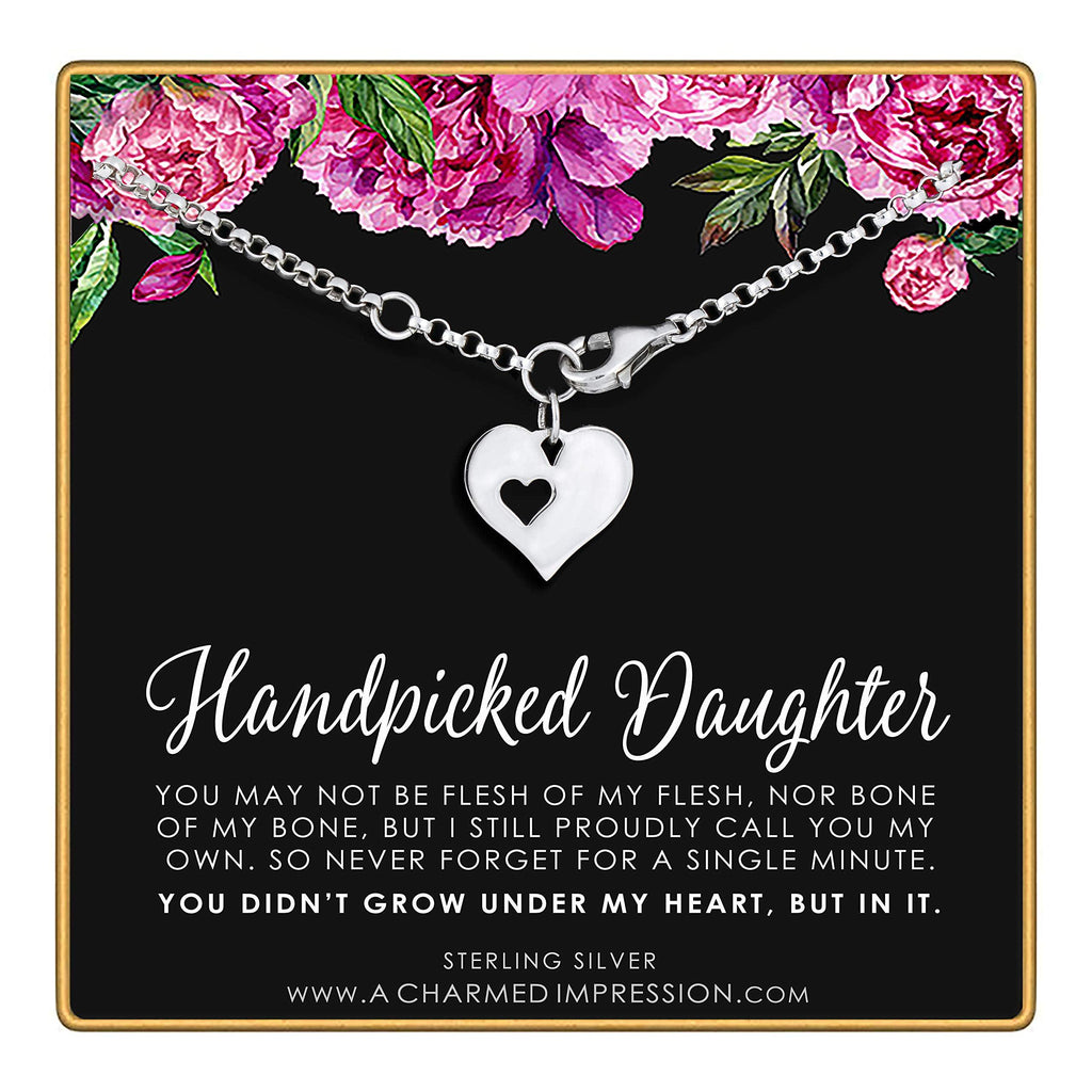 Sterling Silver Heart Bracelet: Stepdaughter Gift