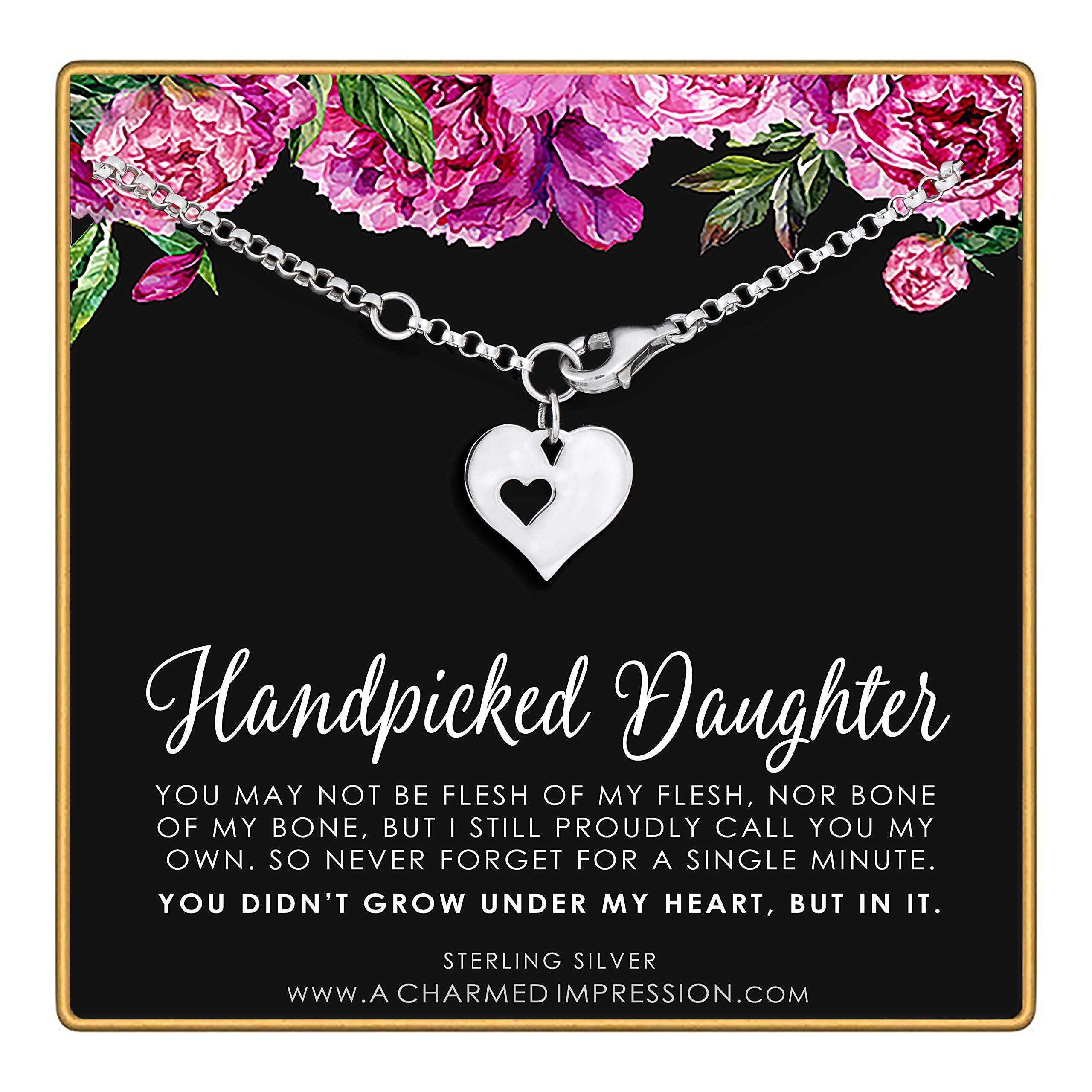 Sterling Silver Heart Bracelet: Stepdaughter Gift