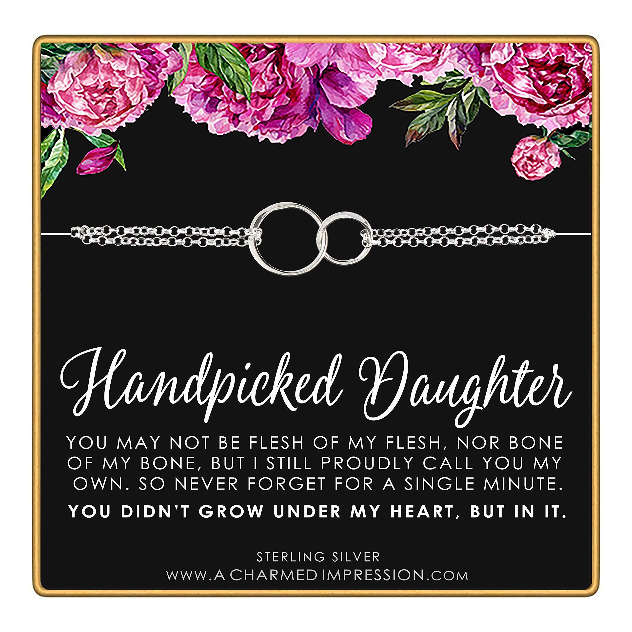 Sterling Silver Heart Bracelet: Stepdaughter Gift