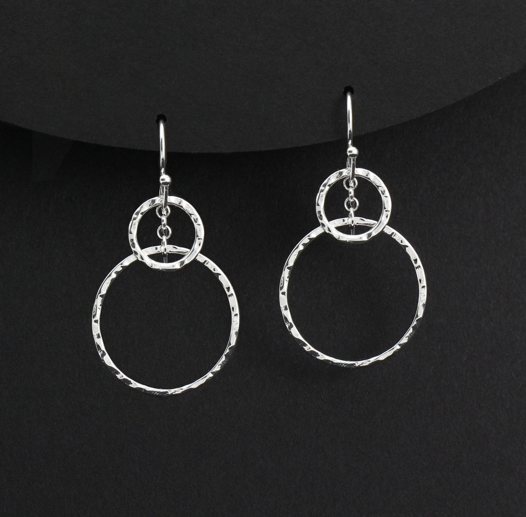 Three Generations Earrings: Hammered Infinity Rings, Grandmother Gift
