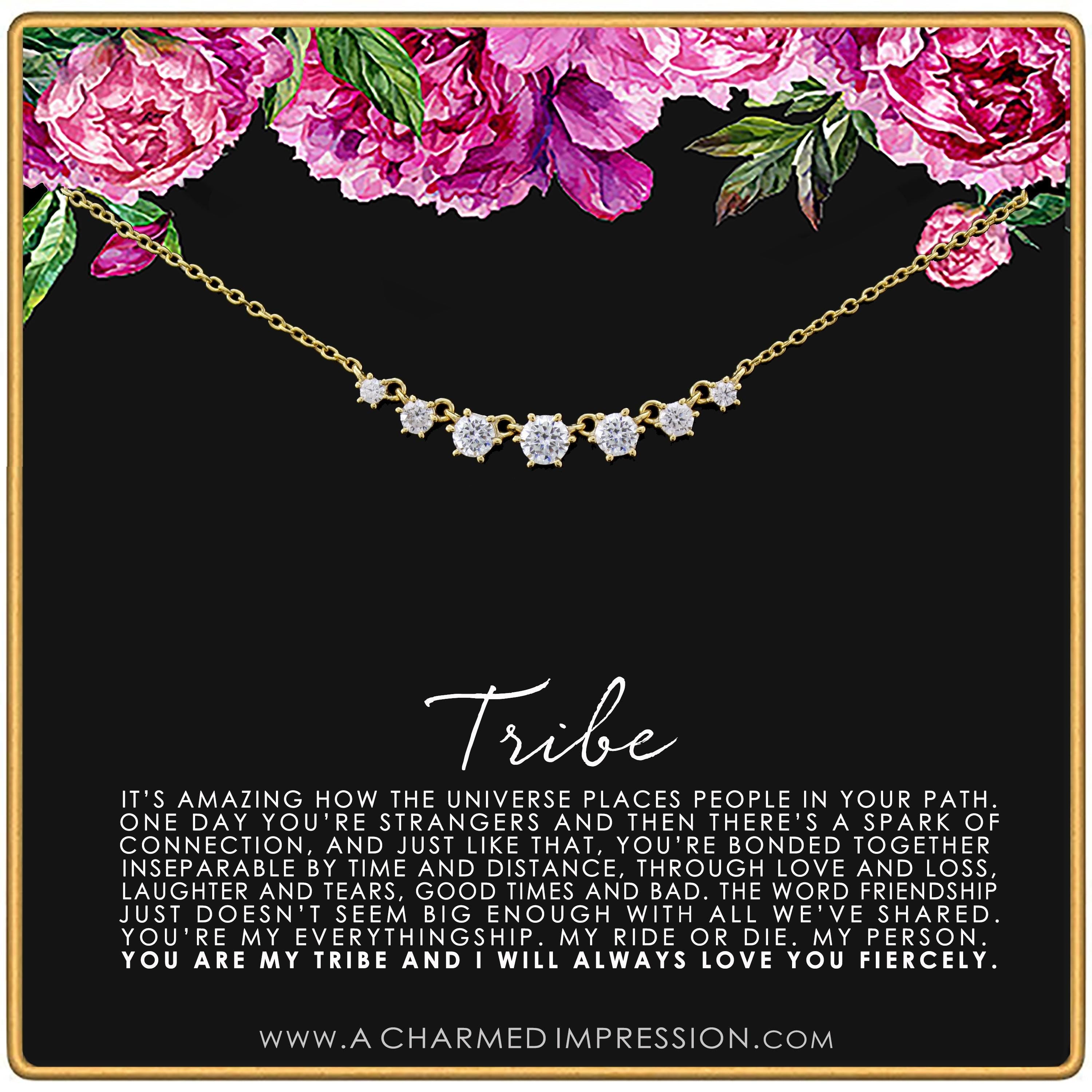 Best Friend Tribe Necklace  Soul Sister Gift  Friendship Jewelry  7 Crystal Necklace  Birthday, Best Friends
