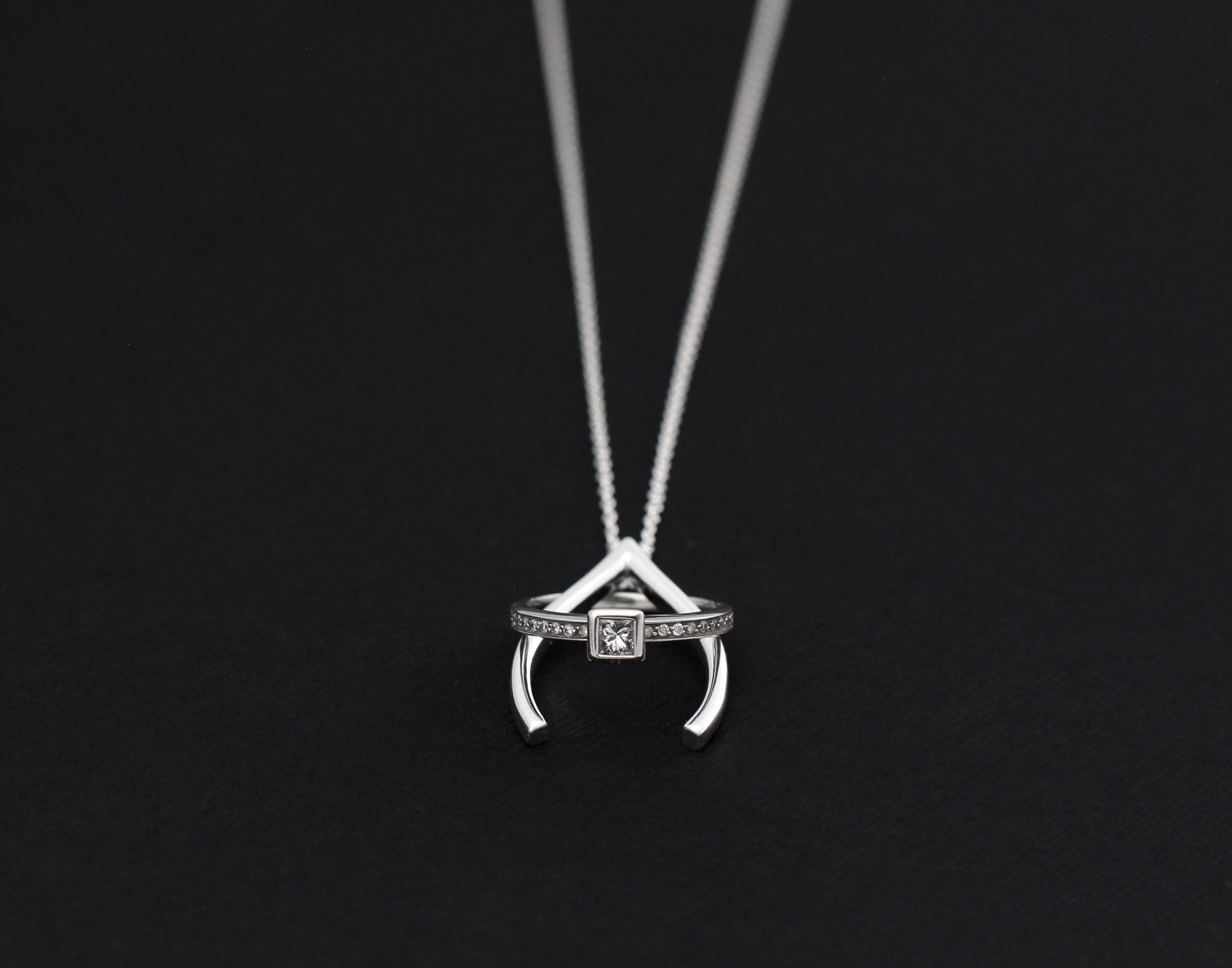Wishbone Ring Holder Necklace: 14k Gold Vermeil Good Luck Pendant