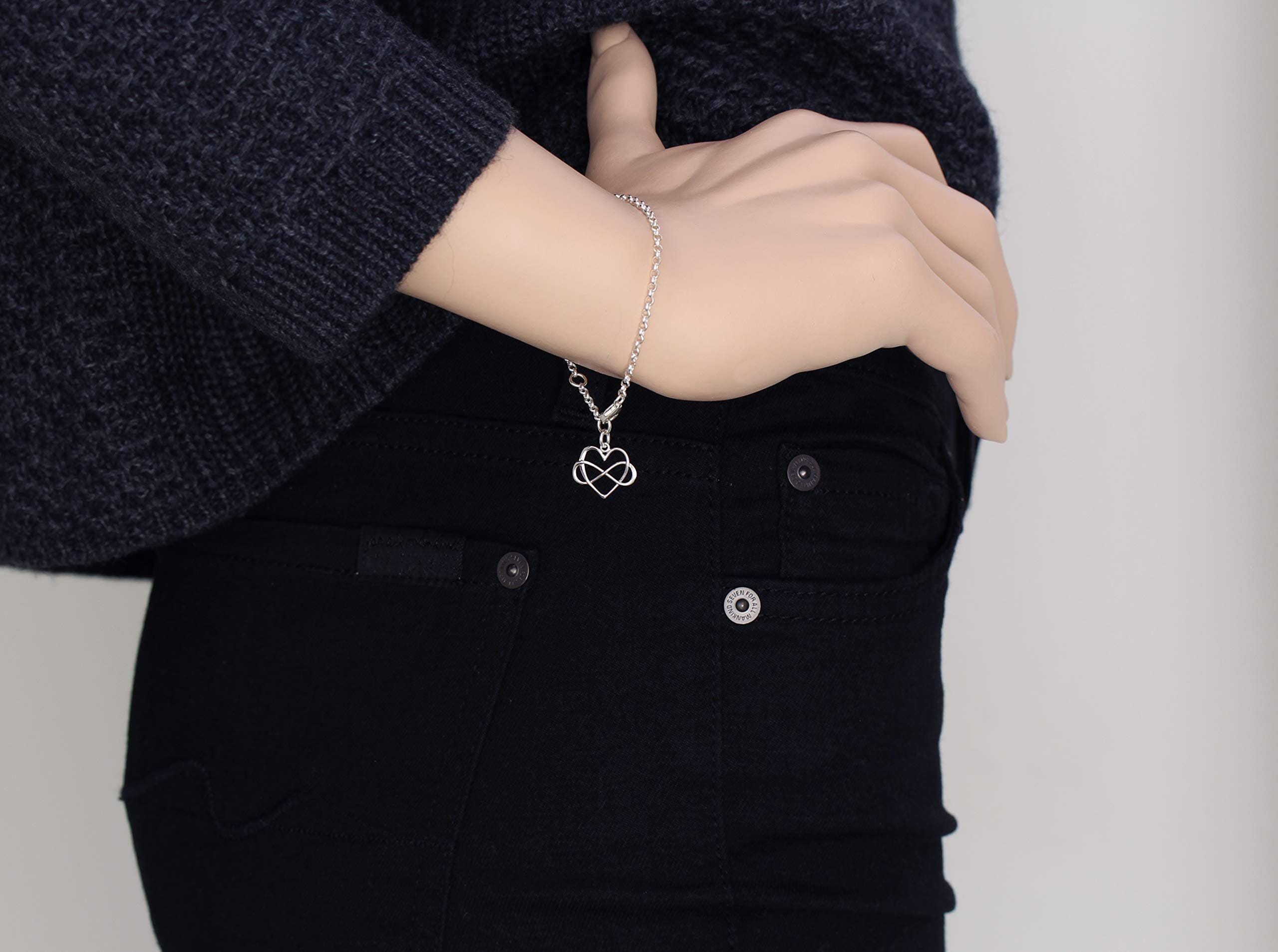 Sterling Silver Infinity Heart Bracelet: Unbiological Mother Gift