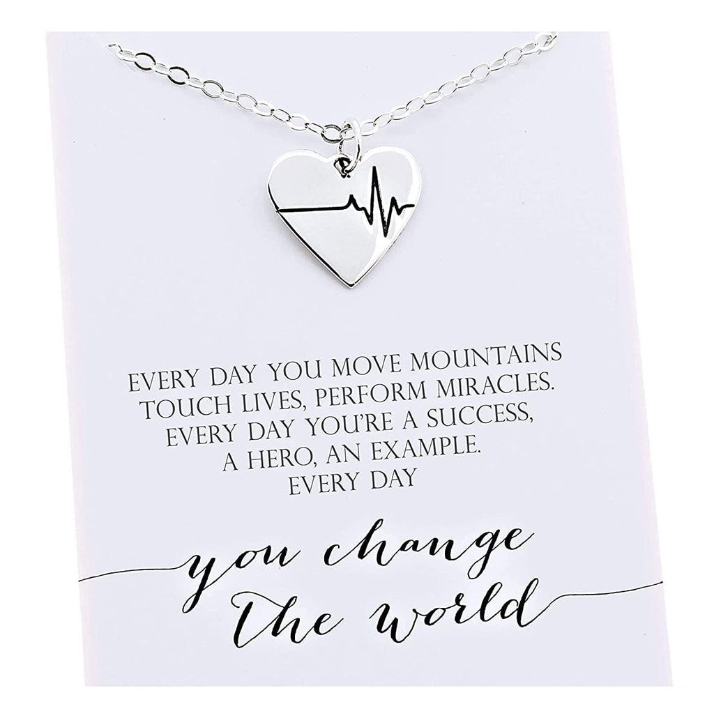 Sterling Silver EKG Heartbeat Necklace: EMT Nurse Doctor Gift