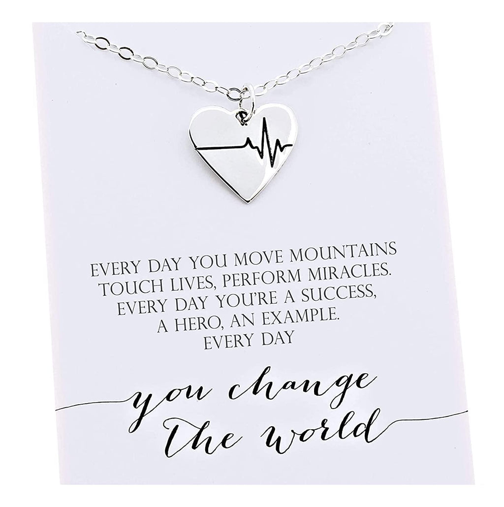 Sterling Silver EKG Heartbeat Necklace: EMT Nurse Doctor Gift