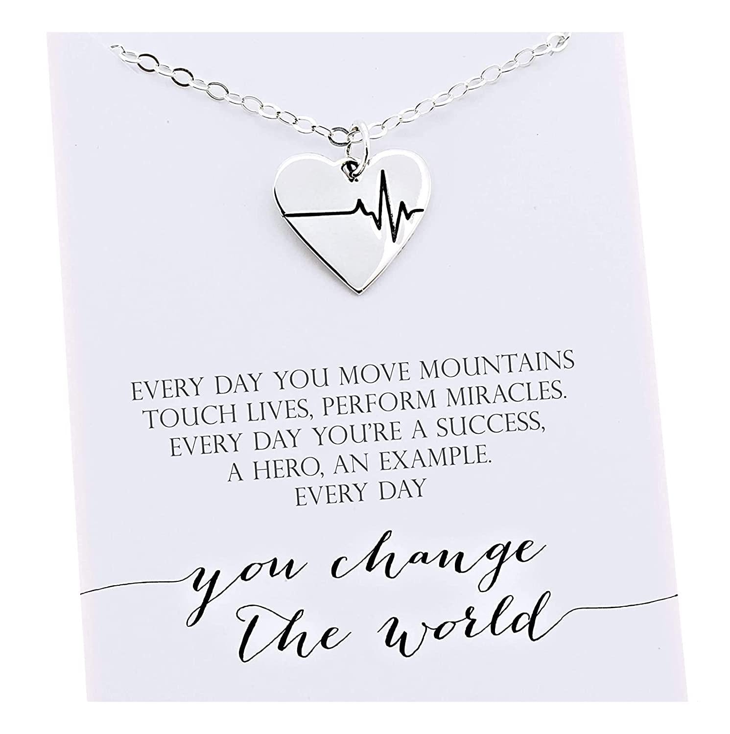 Sterling Silver EKG Heartbeat Necklace: EMT Nurse Doctor Gift