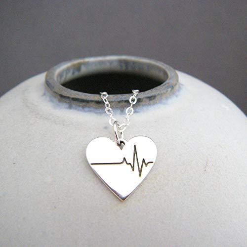 Sterling Silver EKG Heartbeat Necklace: EMT Nurse Doctor Gift