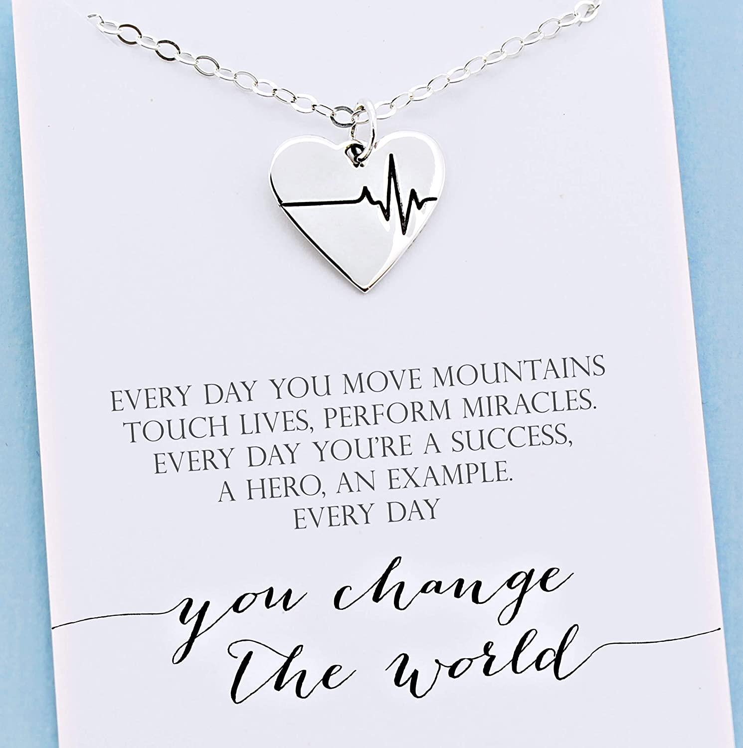 Sterling Silver EKG Heartbeat Necklace: EMT Nurse Doctor Gift
