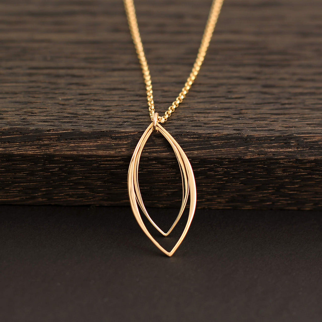 14k Gold Filled Marquise Pendant Necklace: Minimalist Handmade Jewelry