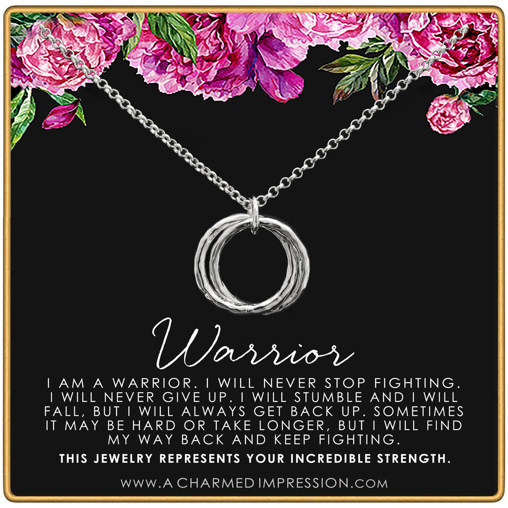 Warrior Necklace: Silver or Gold Strength Jewelry, Survivor Gift