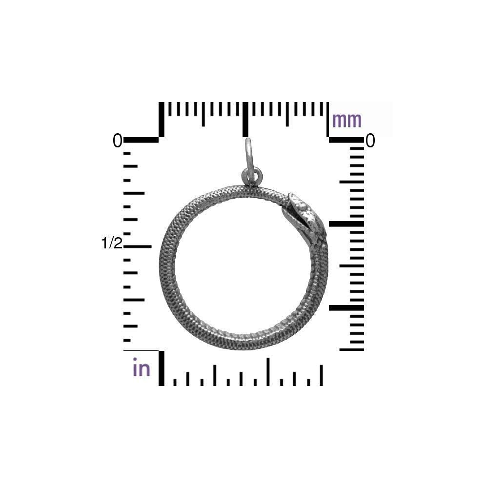 Sterling Silver Ouroboros Necklace  Serpent Circle Pendant  Silver Snake Jewelry