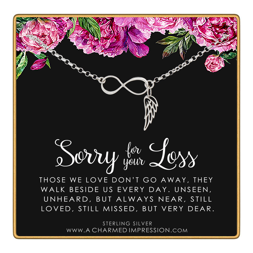 Sterling Silver Infinity Angel Wing Bracelet: Memorial Gift