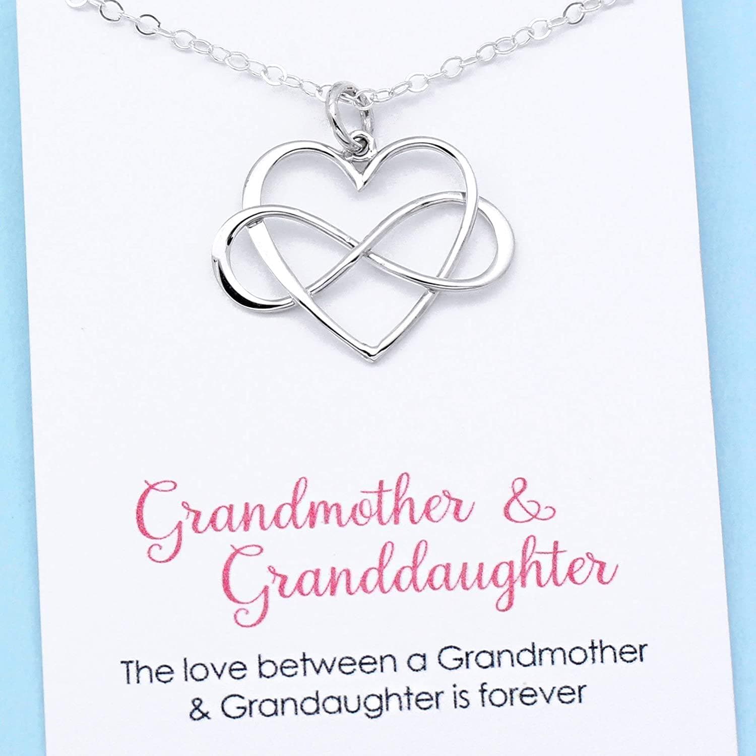 Grandmother Granddaughter Infinity Heart Necklace Sterling Silver Gift for Grandma Infinite Love Jewelry Keepsake
