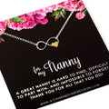 Sterling Silver Infinity Necklace: Nanny Gift with Bronze Heart
