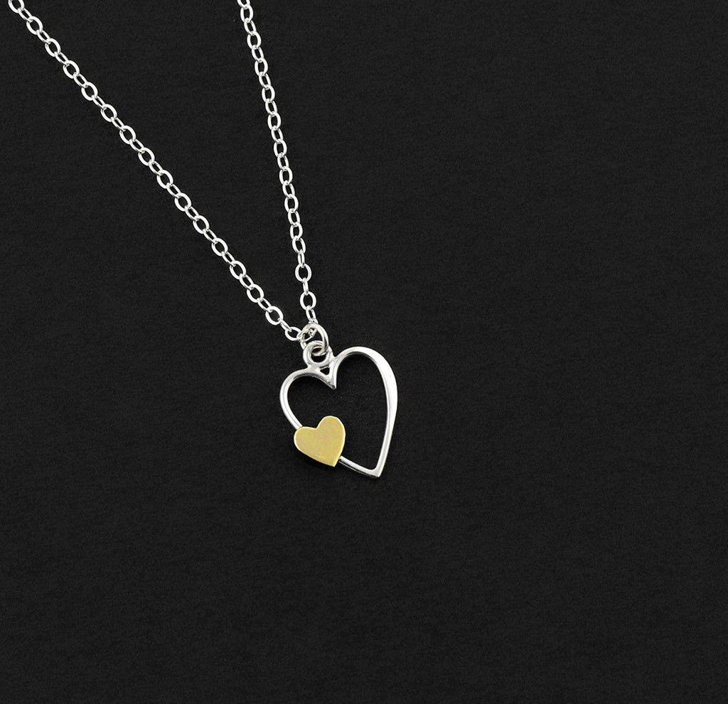 I Carry Your Heart in Mine  Remembrance Necklace  Silver & Gold Charm  Intentional Keepsake Jewelry
