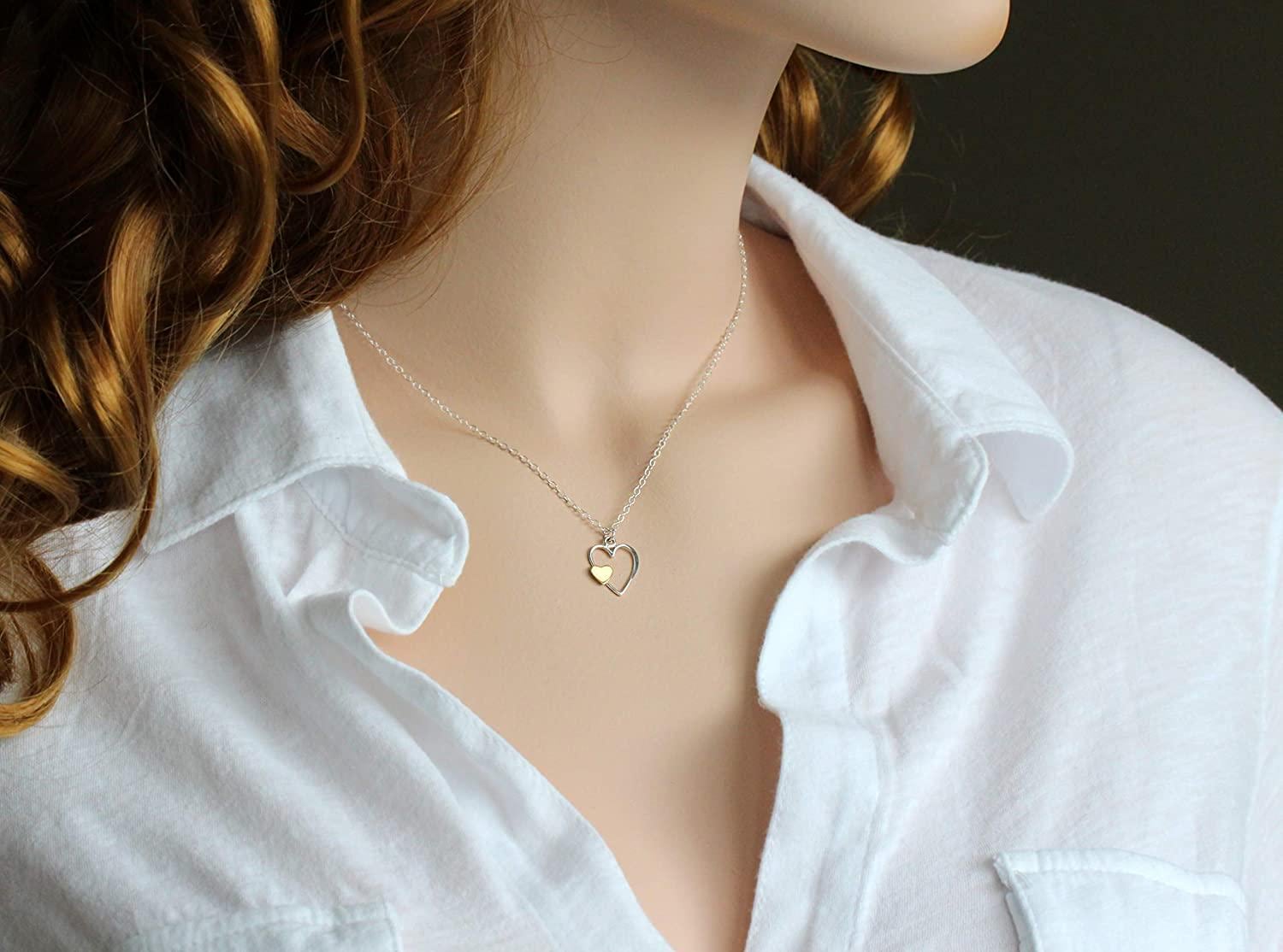 I Carry Your Heart in Mine  Remembrance Necklace  Silver & Gold Charm  Intentional Keepsake Jewelry