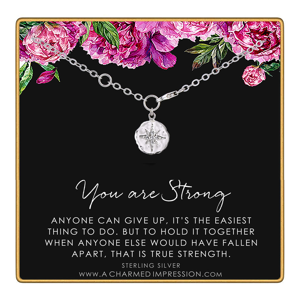 You are Strong  Warrior Bracelet  Survivor Gift  Diamond Starburst Charm Bracelet  Strength  Encouragement  Cancer