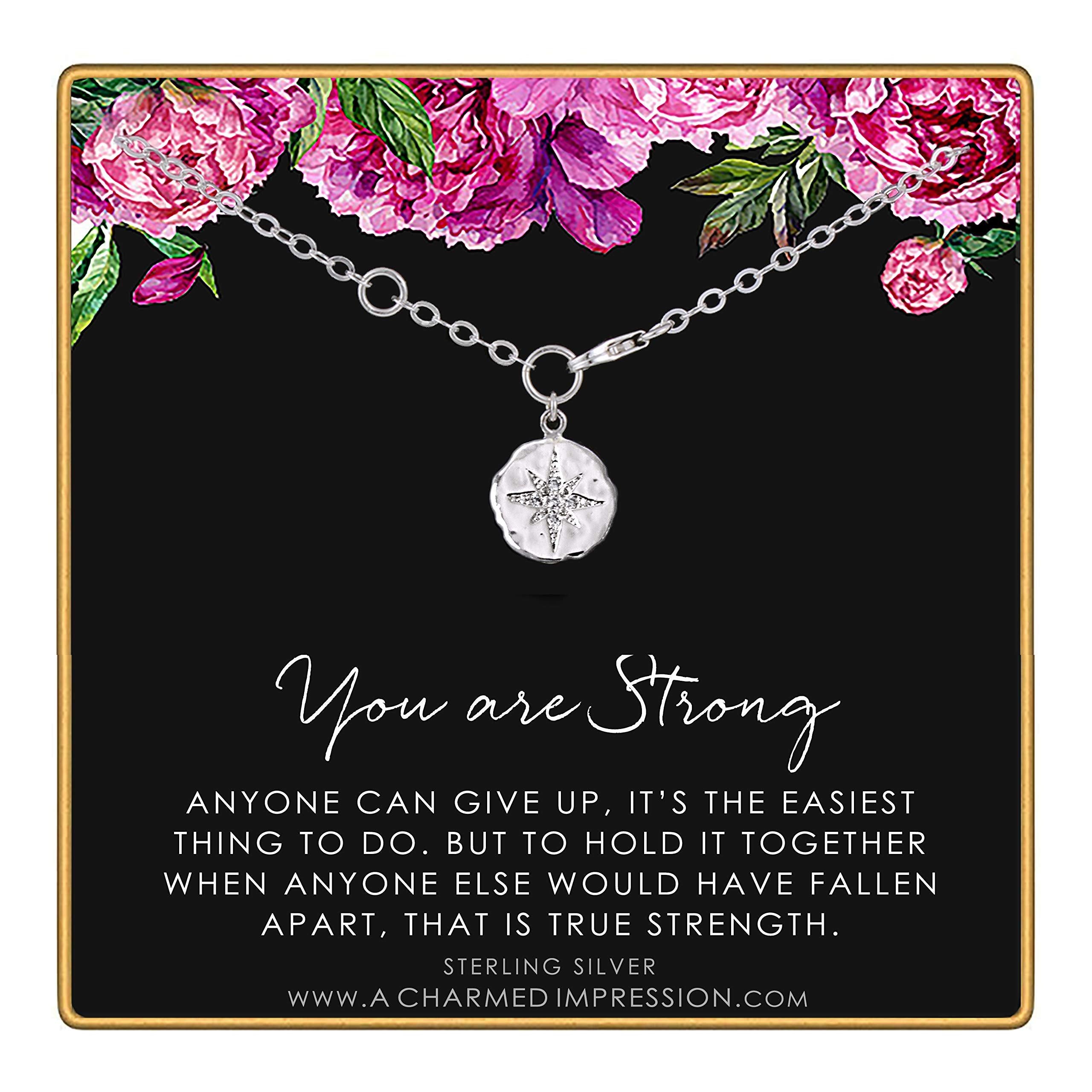 You are Strong  Warrior Bracelet  Survivor Gift  Diamond Starburst Charm Bracelet  Strength  Encouragement  Cancer
