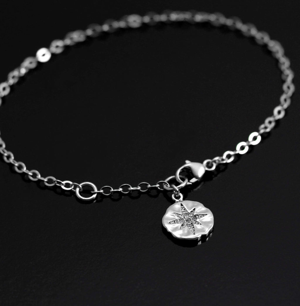 You are Strong  Warrior Bracelet  Survivor Gift  Diamond Starburst Charm Bracelet  Strength  Encouragement  Cancer