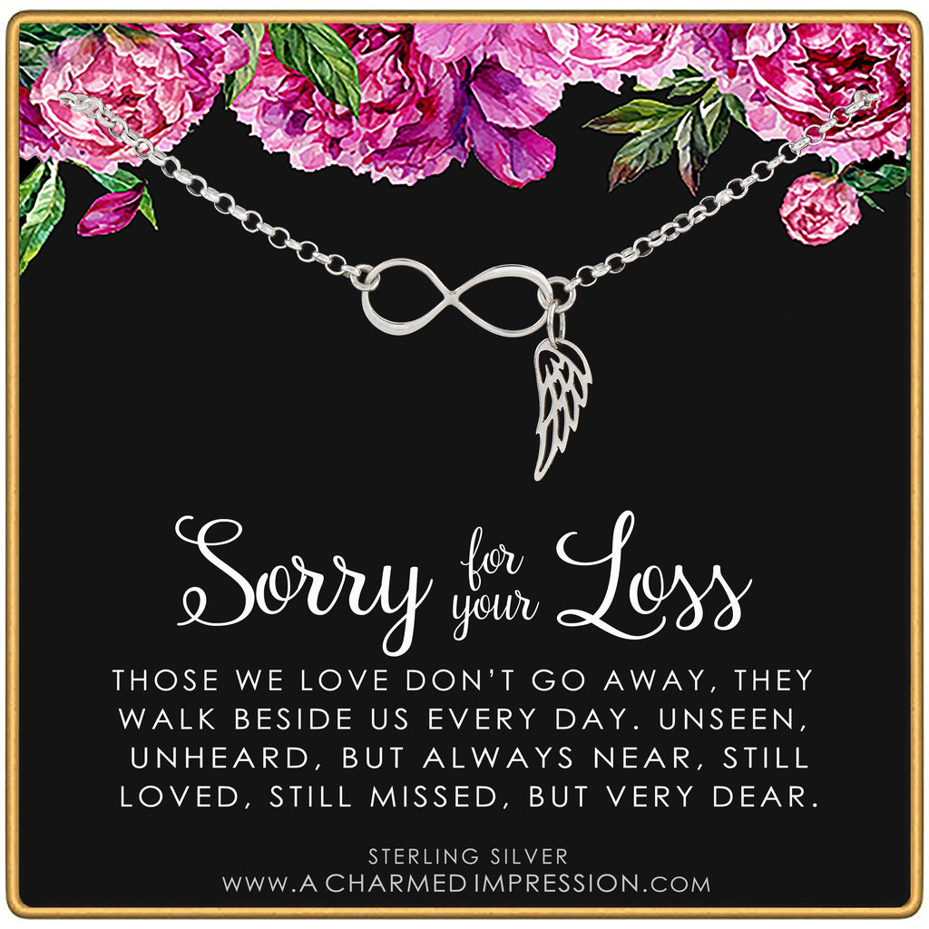 Sterling Silver Infinity Angel Wing Bracelet: Memorial Gift