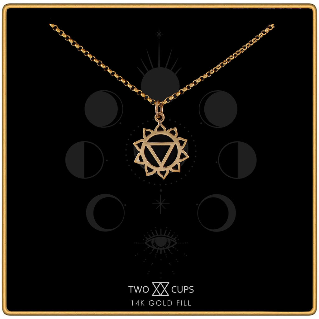 Two Cups Solar Plexus Chakra Necklace  Healing Jewelry  Adjustable Length Chain