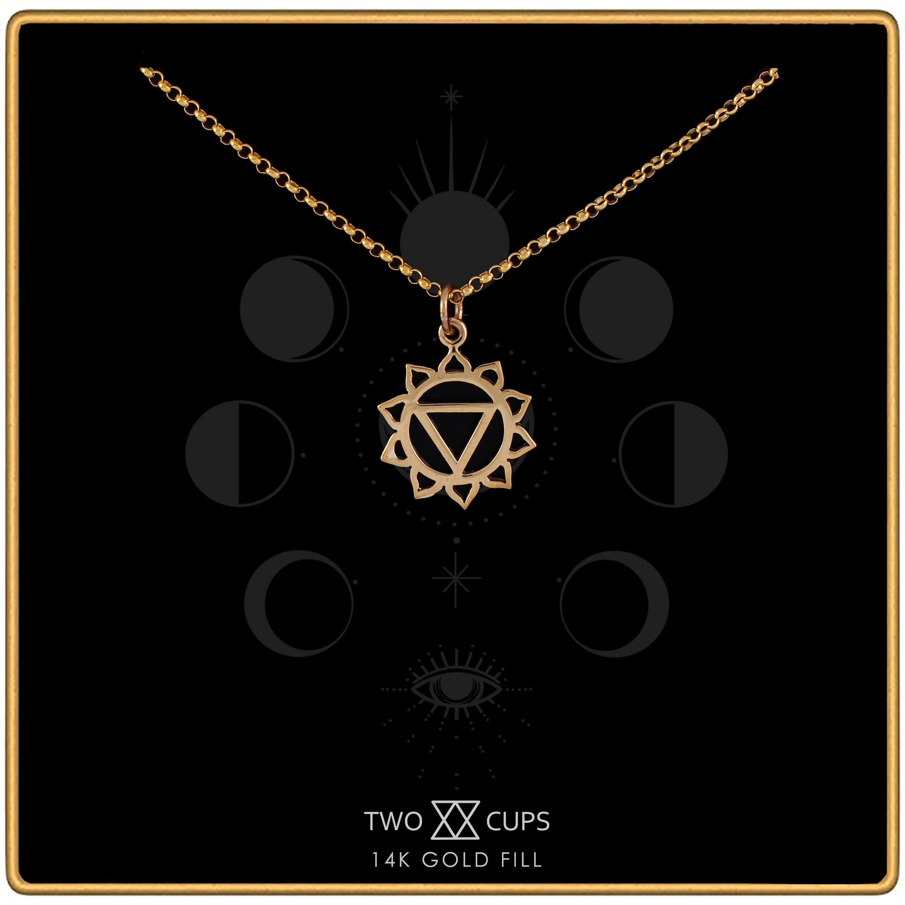 Two Cups Solar Plexus Chakra Necklace  Healing Jewelry  Adjustable Length Chain