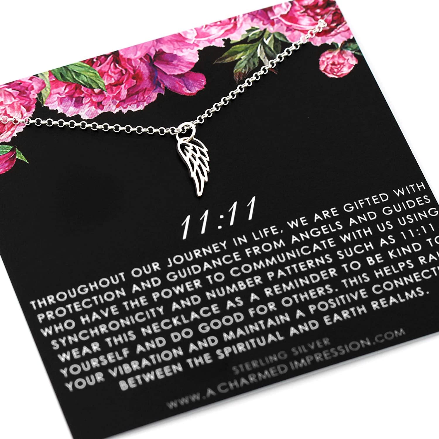 11:11 Necklace - Sterling Silver Angel Wing Pendant