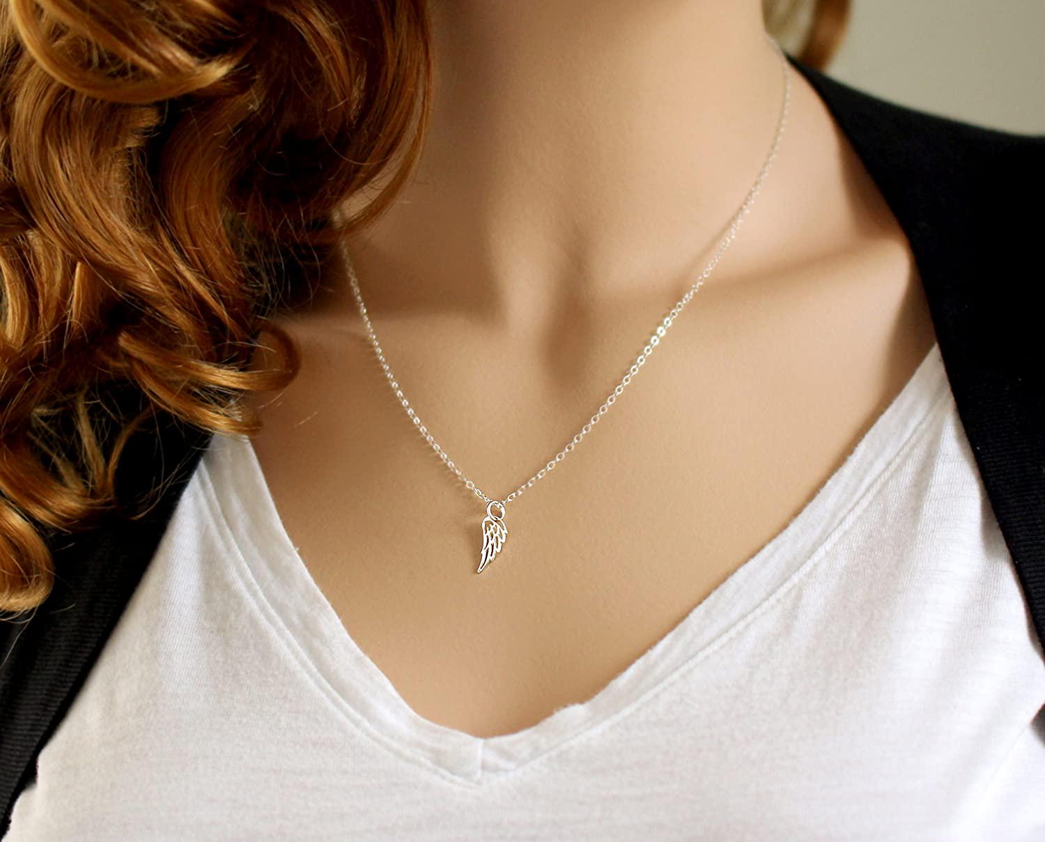 11:11 Necklace - Sterling Silver Angel Wing Pendant