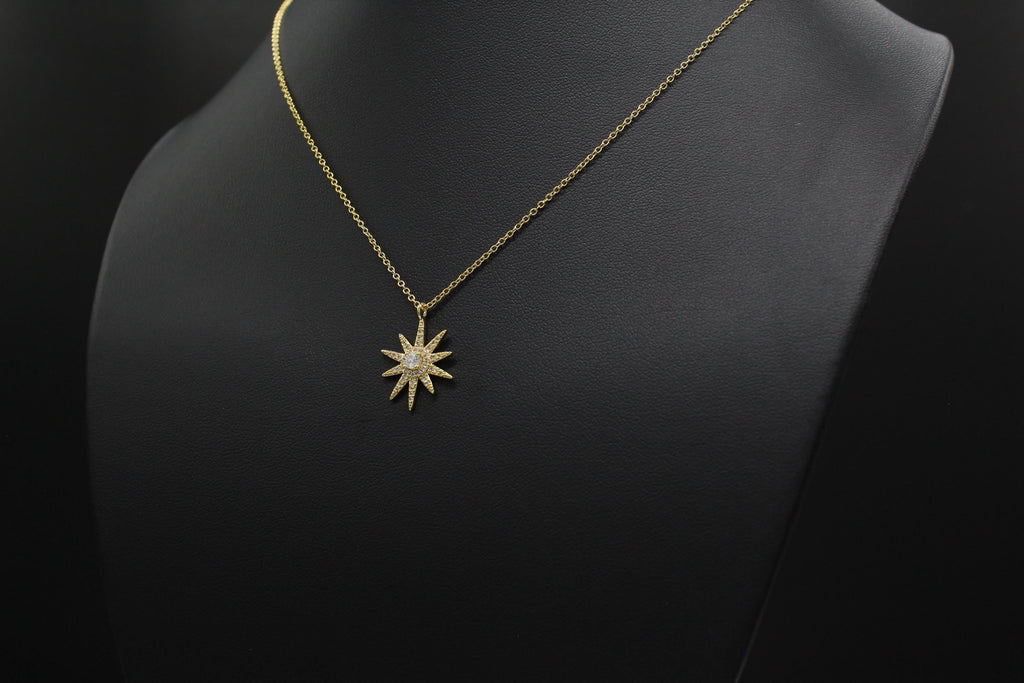 Daughter Necklace: 14k Gold Starburst Charm, Birthday Gift