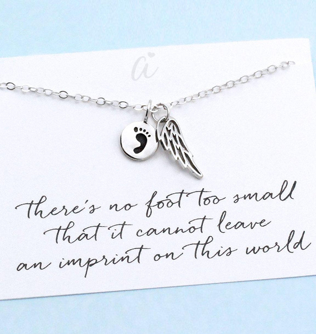 Sterling Silver Angel Wing Necklace: Child Loss Memorial Gift
