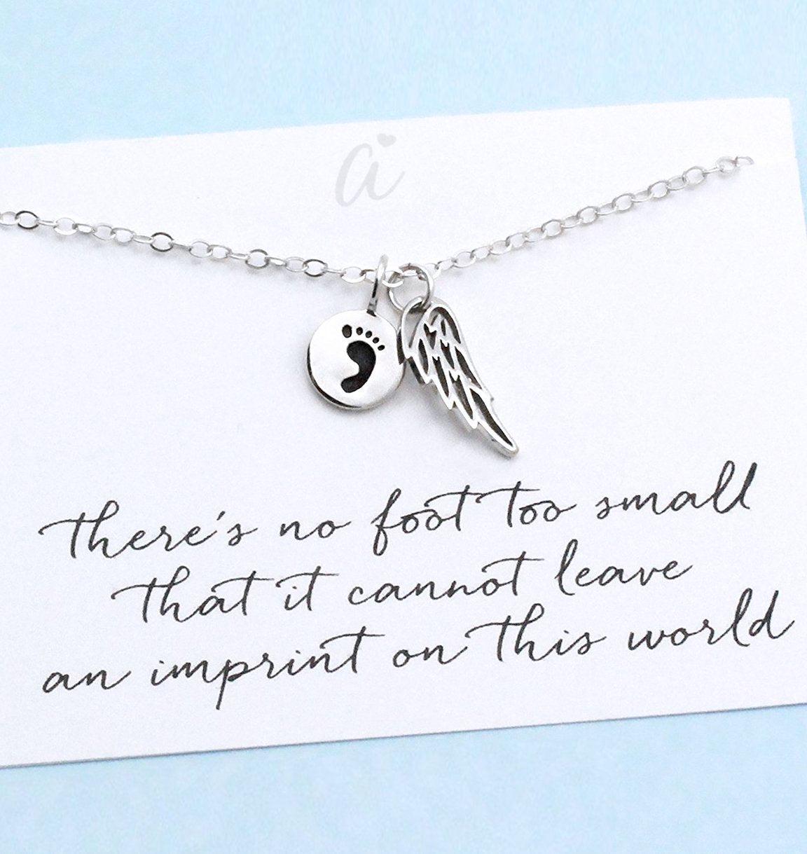 Sterling Silver Angel Wing Necklace: Child Loss Memorial Gift