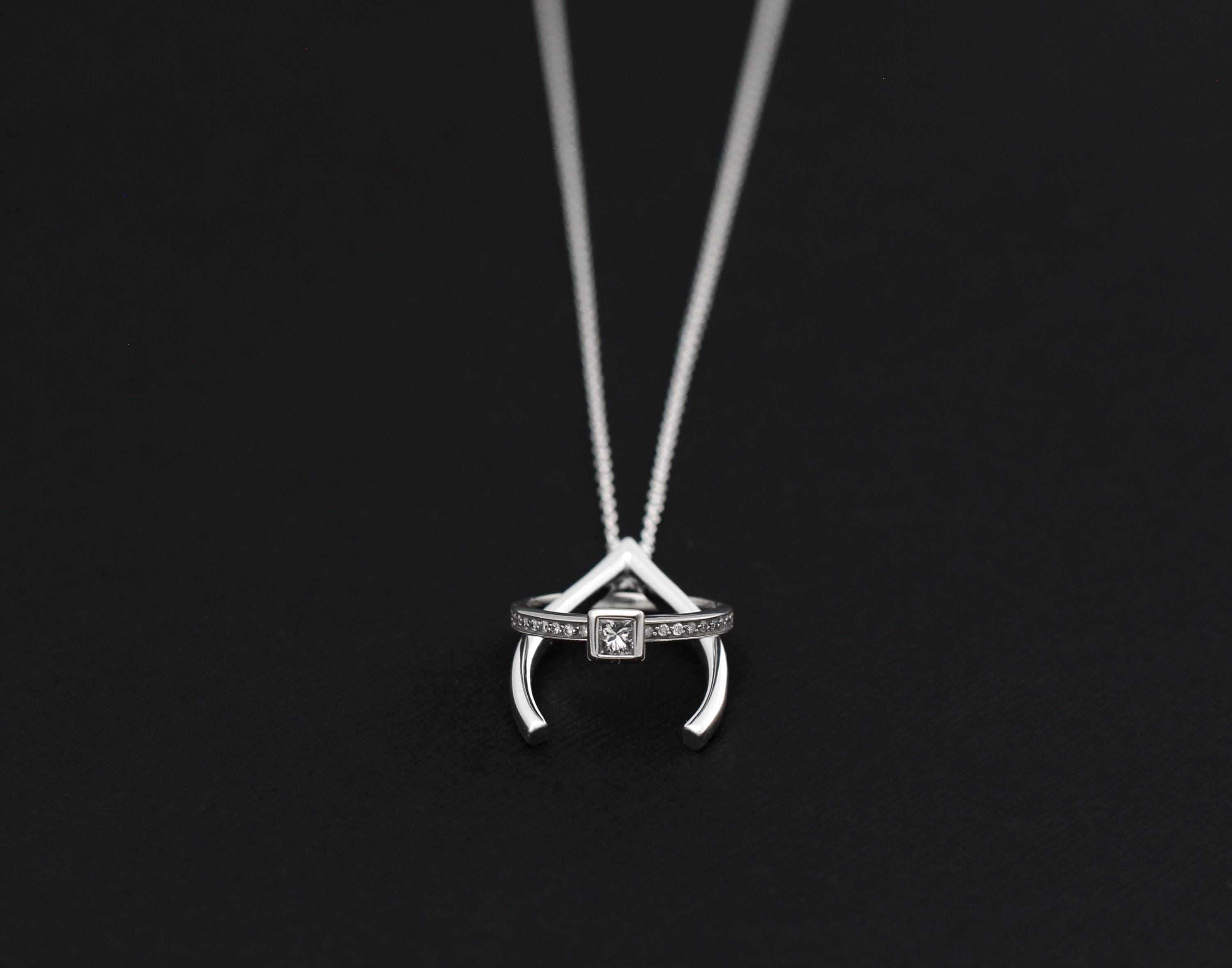 Wishbone Ring Holder Necklace: 14K Gold or Silver Inspirational Jewelry