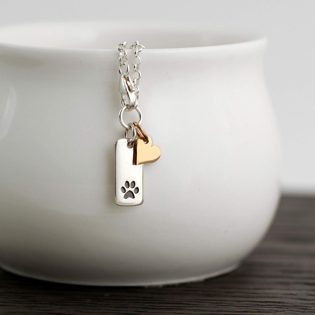 Paw Print Heart Charm Bracelet: Pet Memorial Jewelry
