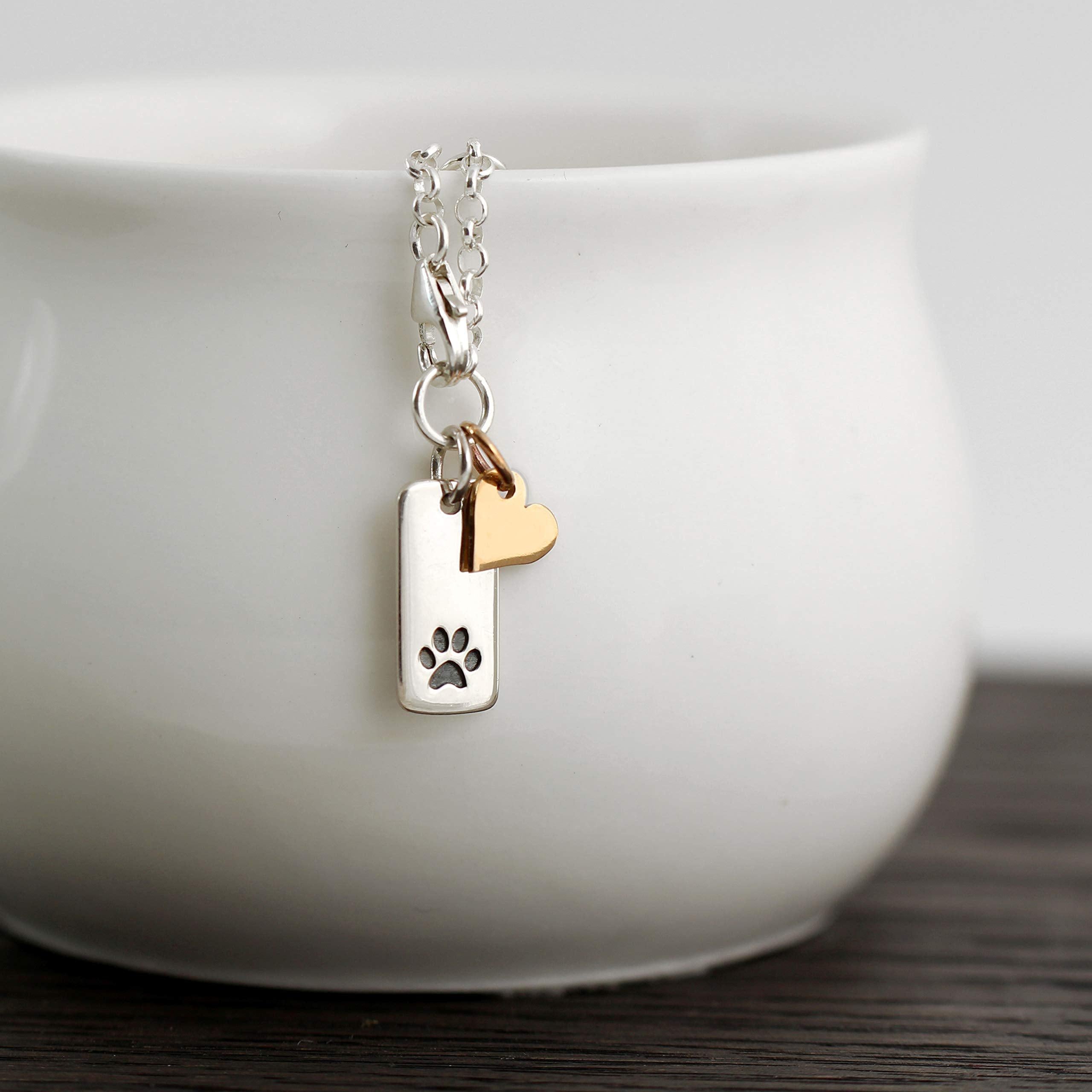 Paw Print Heart Charm Bracelet: Pet Memorial Jewelry
