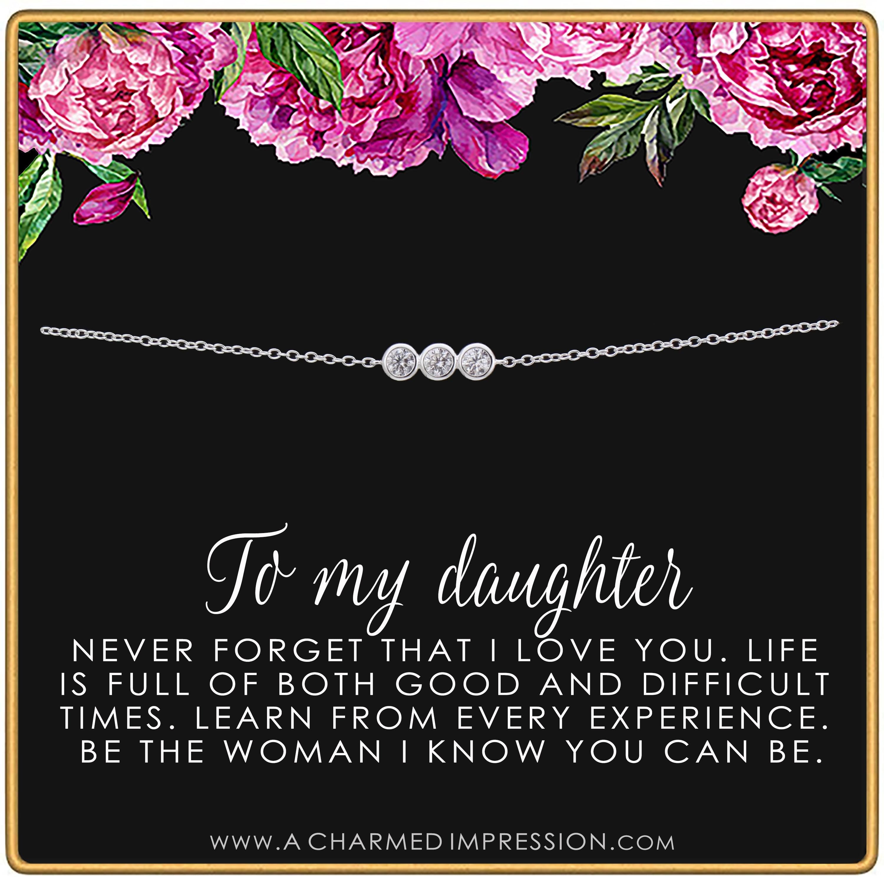 To My Daughter Crystal Necklace: Inspirational Gift from Mom & Dad